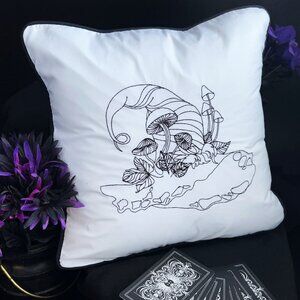 HALLOWEEN Witches' Hat Gothic Black and White Throw Pillow HANDMADE